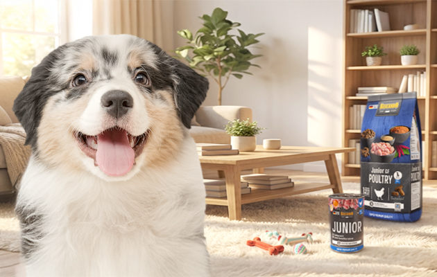 Belcando Trockenfutter für Junghund und der Dose Junior Nassfutter