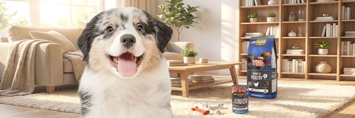 Belcando Trockenfutter für Junghund und der Dose Junior Nassfutter