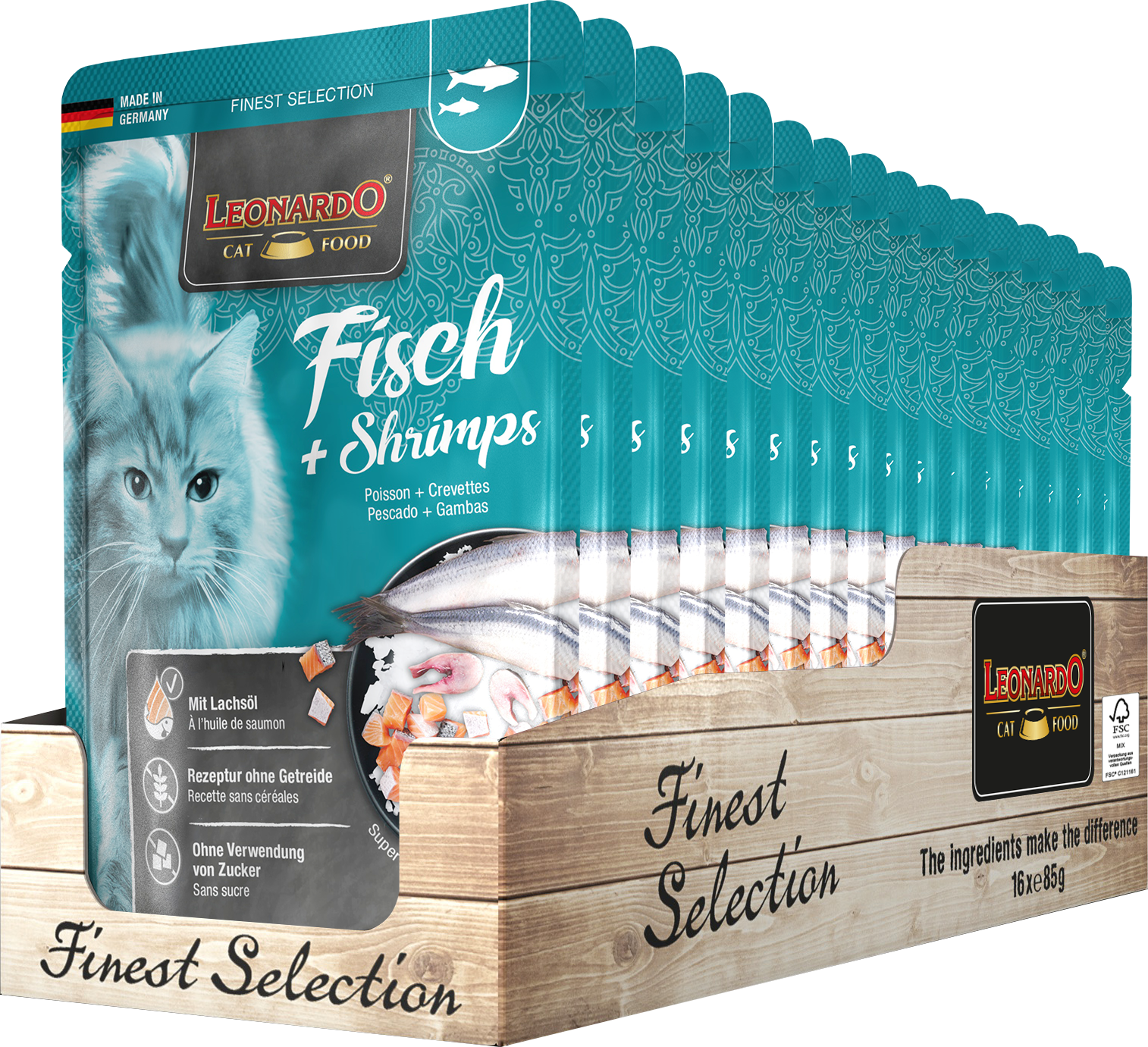 LEONARDO Fisch + Shrimps bl-pouch-tray-fisch-85g