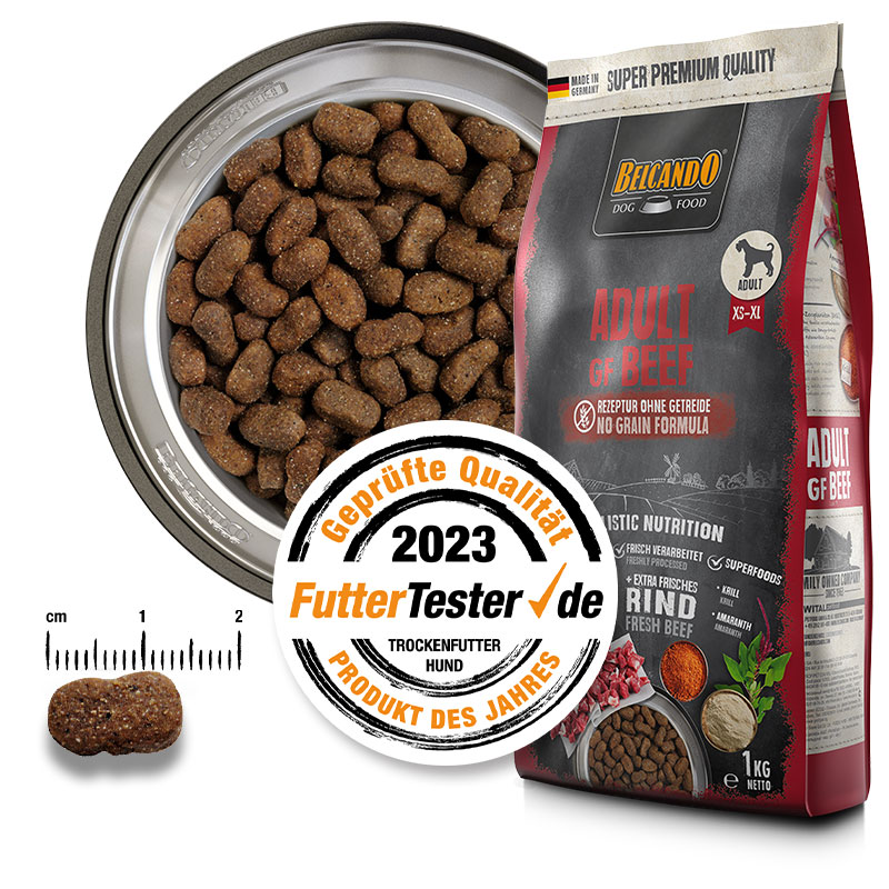 Futterabbildung Trockenfutter Adult GF Beef mit Award Futterabbildung Trockenfutter Adult GF Beef mit Award