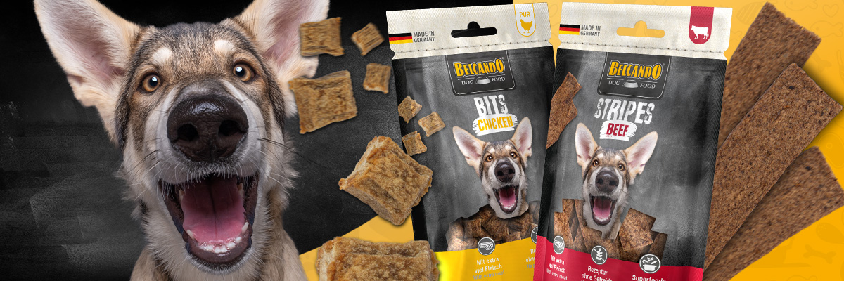 Belcando Stripes und Bits für Hunde als Snack Belcando Stripes und Bits für Hunde als Snack