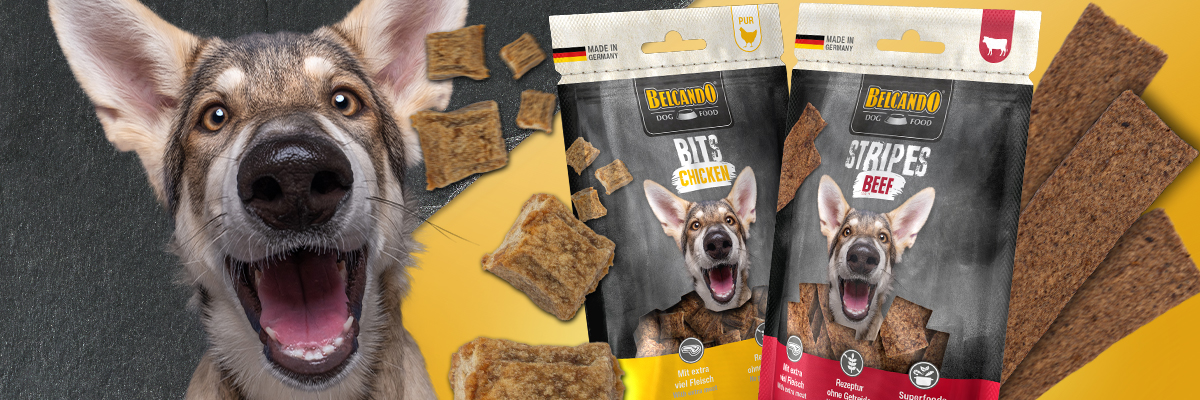 Belcando Stripes und Bits für Hunde als Snack Belcando Stripes und Bits für Hunde als Snack