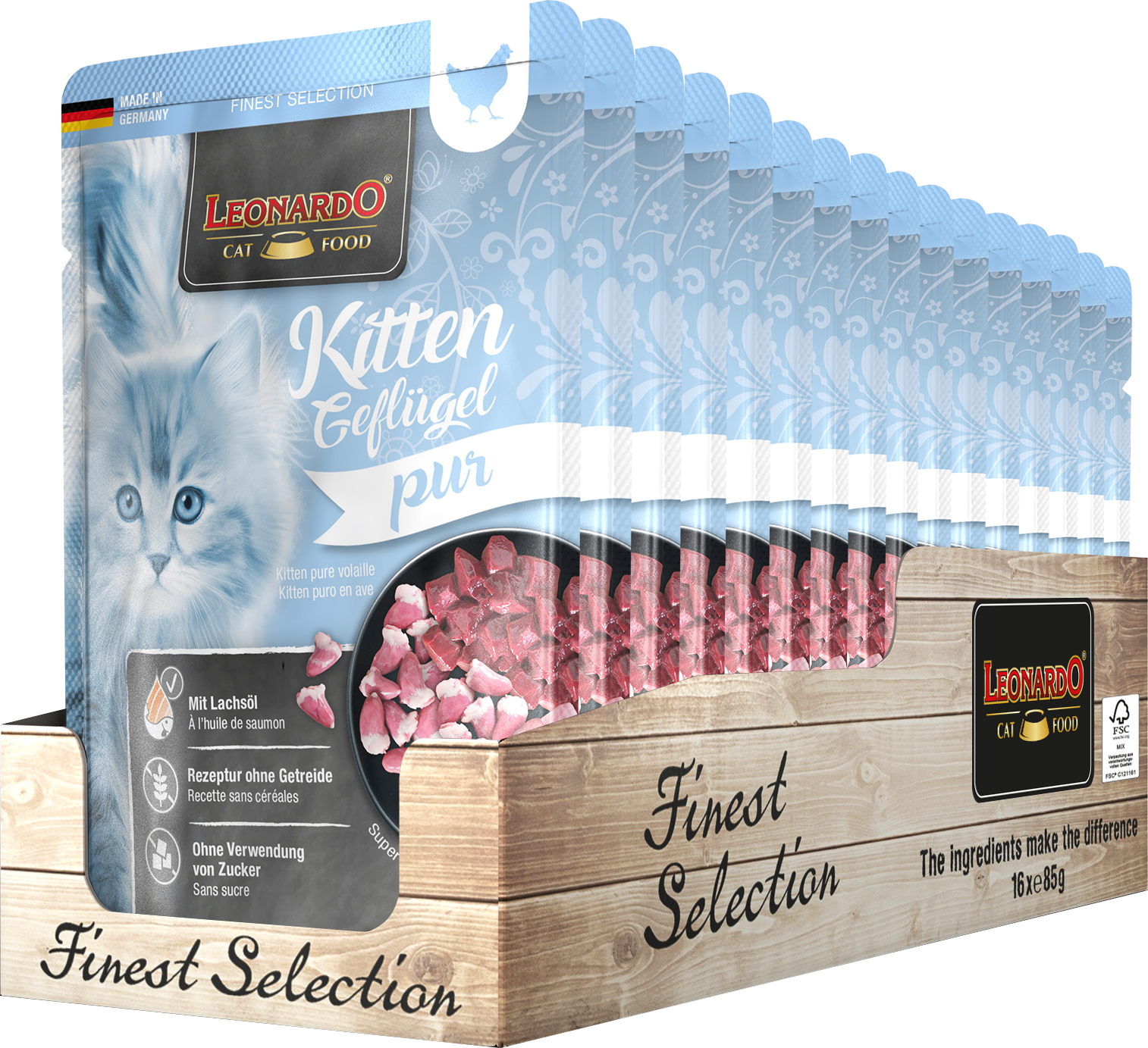 LEONARDO® Kitten Poultry bl-pouch-tray-kitten-85g