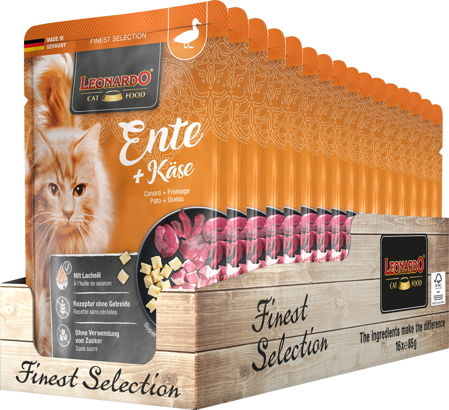 LEONARDO Ente + Käse bl-pouch-tray-ente-85g