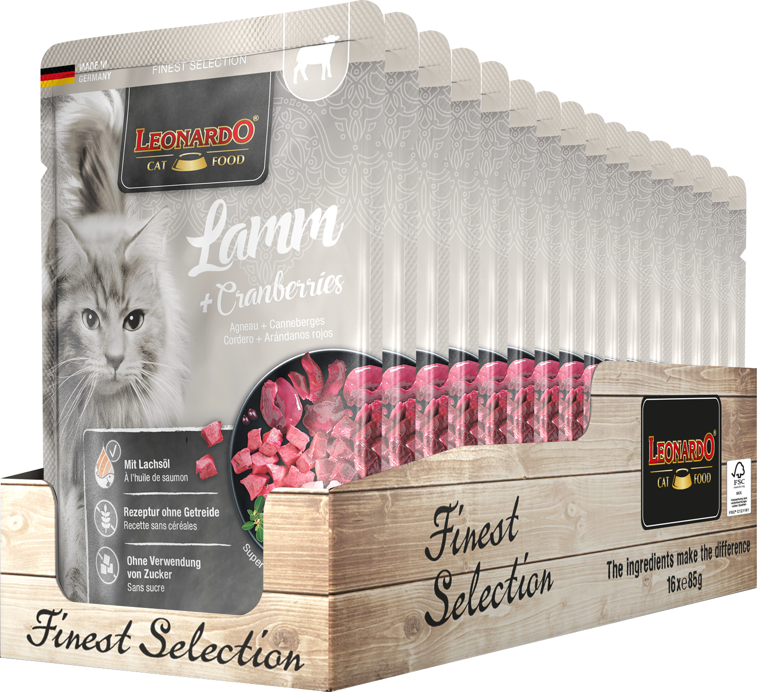 LEONARDO® Lamb + Cranberries bl-pouch-tray-lamm-85g